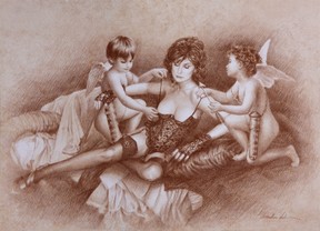 BONNIE WITH TWO CHERUBS - dk11111